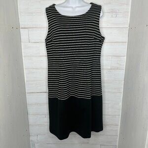 NWOT Vince Camuto Black & White Striped Knit Sleeveless Spandex Dress Size 12